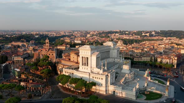 Aerial view of Vittoriano, famous landmark in Rome, Italy