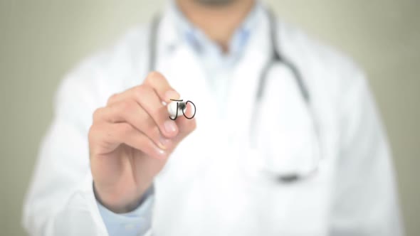 Joint's Pain, Doctor Writing on Transparent Screen alt