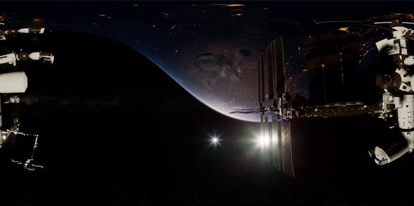 Timelapse ISS in Virtual Reality 360 Degree Video. International Space Station alt