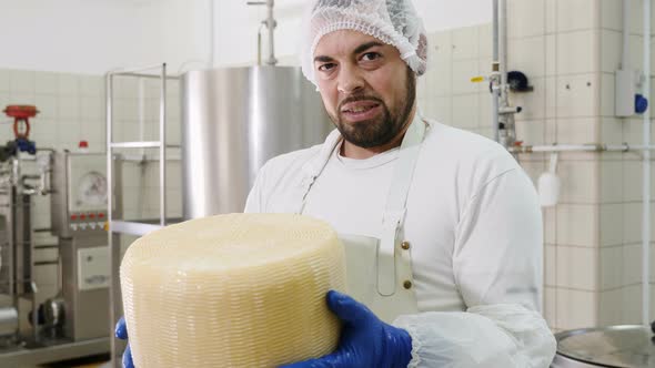 Diary Cheese Factory- Cheese maker showing cheese shape