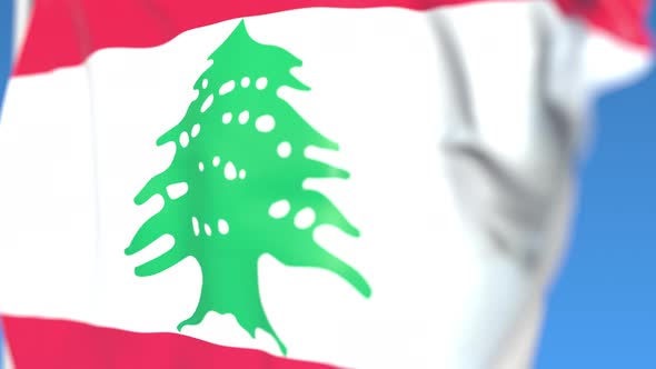 Waving National Flag of Lebanon