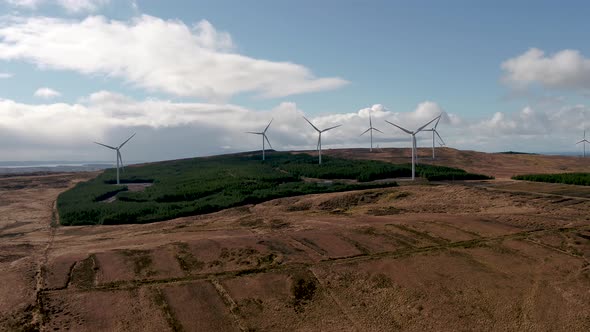 Aerial View of the Cloghervaddy Windfarm Between Frosses and Glenties in County Donegal