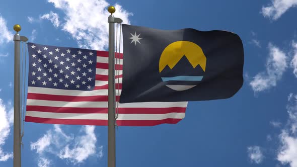 Usa Flag Vs Reno City Flag Nevada  On Flagpole