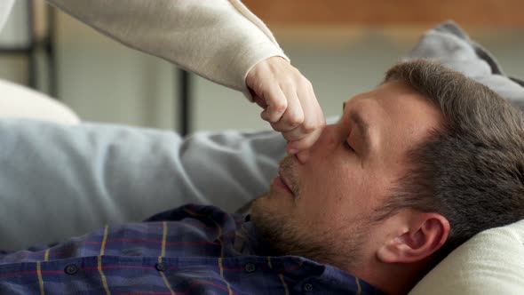 Woman Bed Struggles Her Husband's Snoring