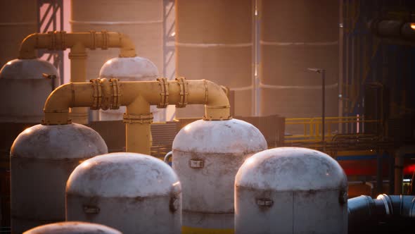 Refinery Factory with Oil Storage Tanks