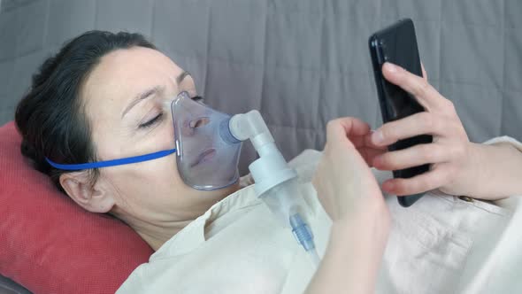 Woman with Respiratory Inhalation