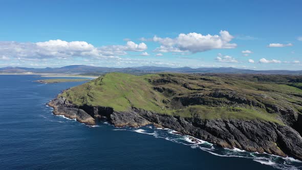 Aerial View of Dunmore Head with Portnoo and Inishkeel Island in County Donegal - Ireland