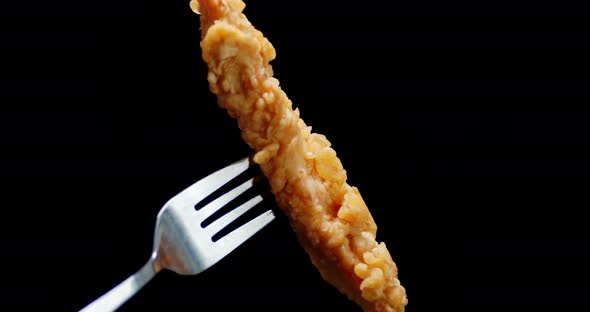 Delicious Chicken Strips on a Fork