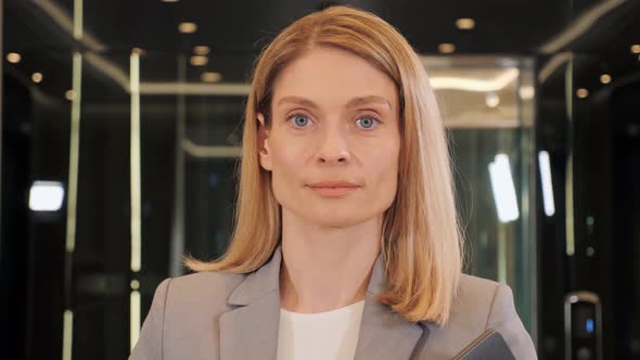 Smiling Attractive Business Woman Model Looking at Camera Closeup Portrait