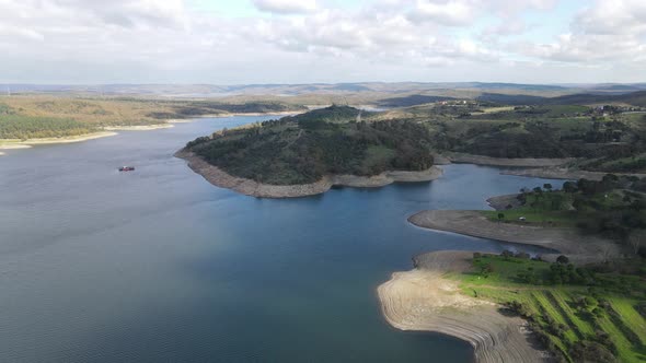 Lake Barrage Aerial Drone Dam