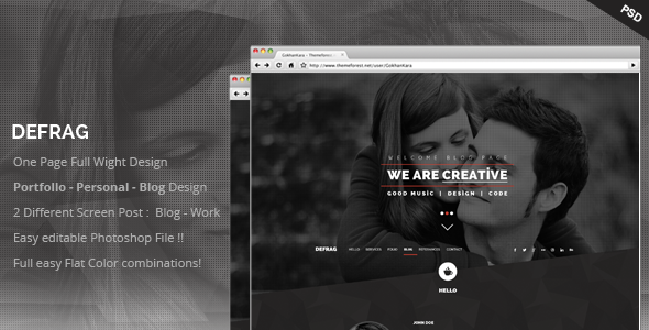 Defrag - One Page Personal Portfolio Templates