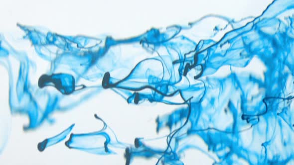 Blue ink in water, Slow Motion