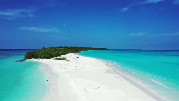 Aerial view seascape of exotic lagoon beach trip by clear lagoon and white sand background of a dayo