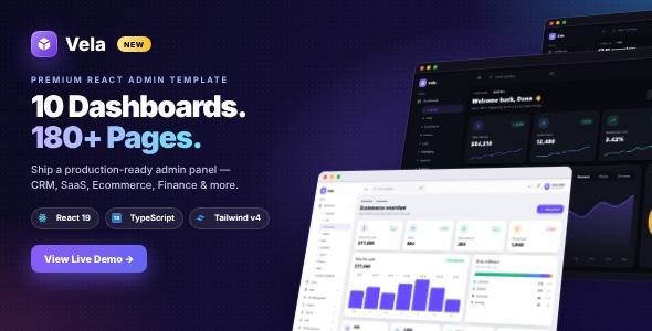 Vela - React Admin Dashboard Template with Tailwind CSS & TypeScript