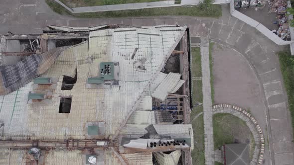 Ukraine  Building Destroyed By the War in Stoyanka Bucha District