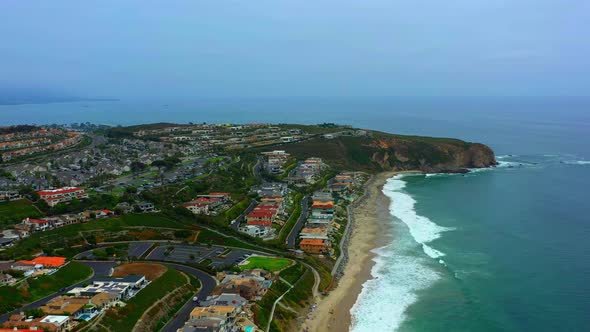 Drone shot panning away from Salt Creek Beach in Dana Point CA