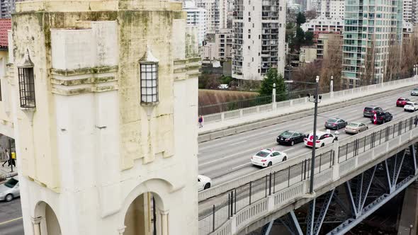 Canadian Flags On Cars Supporting Truckers During Freedom Convoy Protest In Canada. Burrard Street B