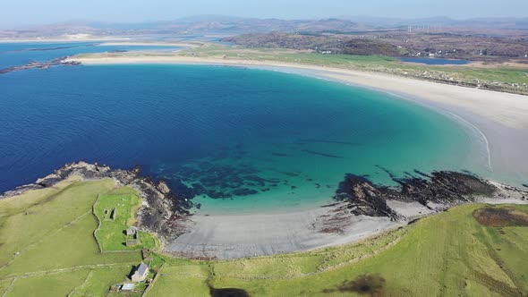 Aerial View of Inishkeel Island By Portnoo Next to the the Awarded Narin Beach in County Donegal