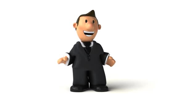 Fun 3D cartoon businessman doing a presentation alt