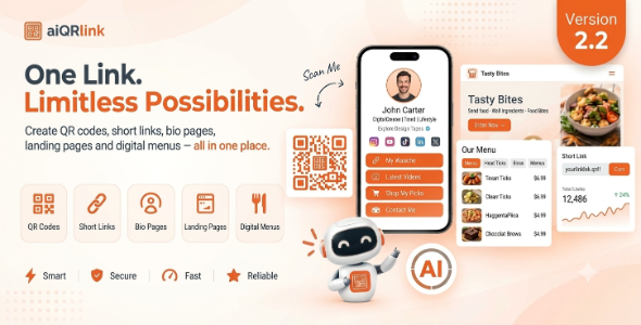 aiQRlink - QR Code, Digital Menu, Landing Page and Bio page Builder SaaS