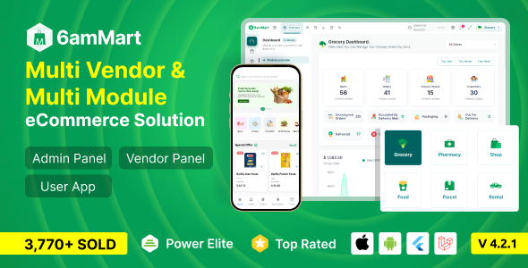6amMart - Multivendor Food, Grocery, eCommerce, Parcel, Pharmacy delivery app with Admin & Website