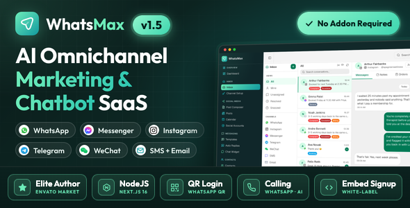 WhatsMax | AI Omnichannel Marketing, Automation and Chatbot SaaS NodeJS Script