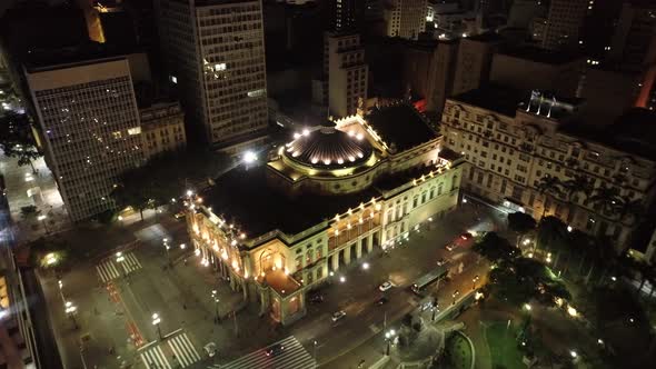 Night scape downtown Sao Paulo Brazil. Night city landscape of downtown district