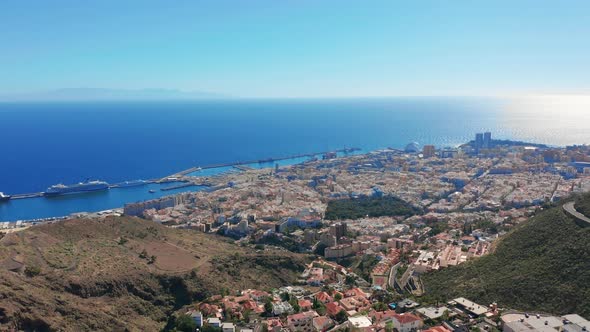 Aerial View. Santa Cruz De Tenerife. Panoramic View at City of Santa Cruz De Tenerife.