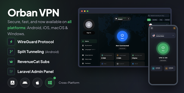 Orban VPN - WireGuard VPN App | Android, iOS, macOS, Windows VPN | Flutter VPN Source Code
