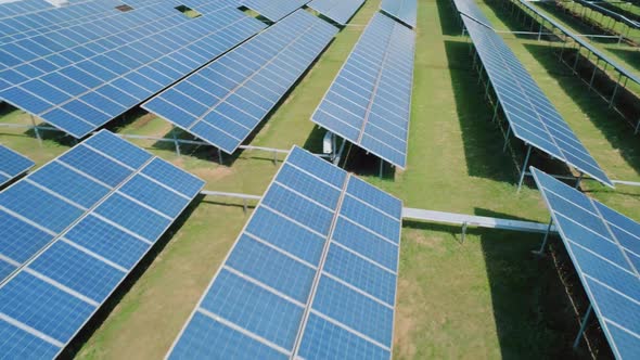 Aerial View of Solar Panels Farm Solar Cell