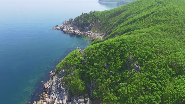 Drone View of the Beautiful Sea Coast with Clear Blue Water