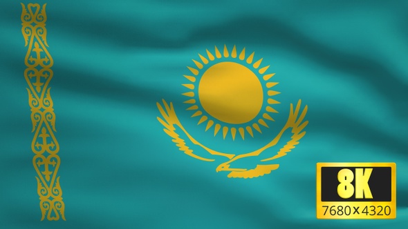 8K Kazakhstan Windy Flag Background