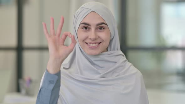 Young Arab Woman Showing Okay Sign