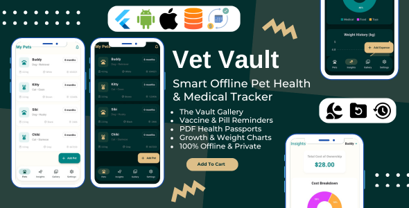 Vet Vault - Offline Pet Health, Medical Record and Veterinary Tracker Flutter App