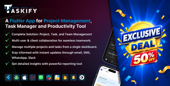 Taskify Flutter App - Project Management, Task Manager and Productivity Tool