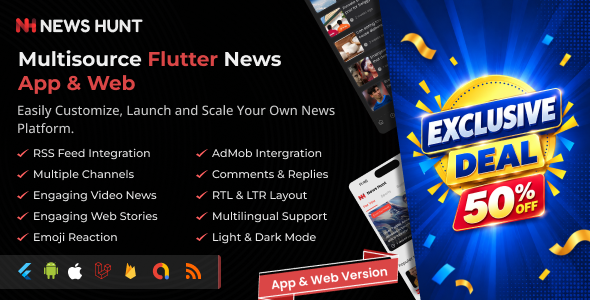 News Hunt - Flutter News app for Android and iOS with Laravel Admin Panel