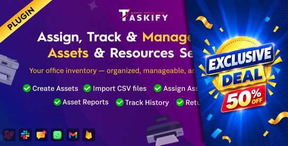 Assets & Resources Organizer, Tracker and Management Plugin for Taskify
