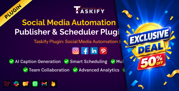 Social Media Automation - Manager, Publisher & Scheduler Plugin for Taskify