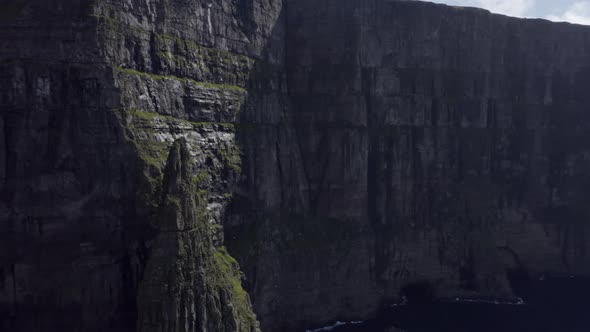 Drone Over Coastline And Rocks Of Suduroy