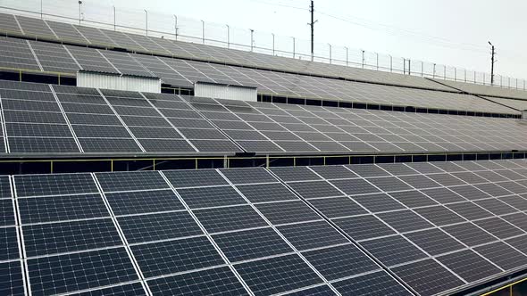 Solar panels. Power station. Blue solar panels. Alternative source of electricity. Solar farm.