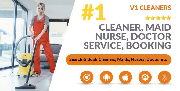 Cleaning Service Business App  Search & Book Cleaners Online Booking Maid Nurse Doctor - React Expo