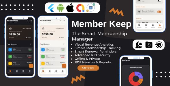 MemberKeep - Flutter Client and Membership Manager App Template