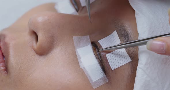 Woman eye with long eyelashes, eyelash extension