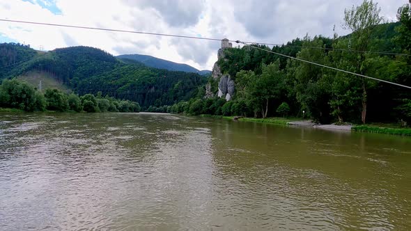 A view of the castle in the village of Strecno in Slovakia - Hyperlapse