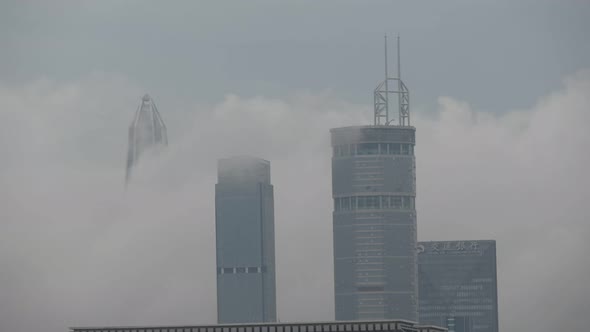 Shenzhen city famous building downtown aerial panorama 4k time-lapse, Shenzhen, China