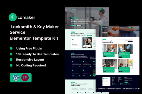 Lomaker - Locksmith & Key Maker Service Elementor Template Kit