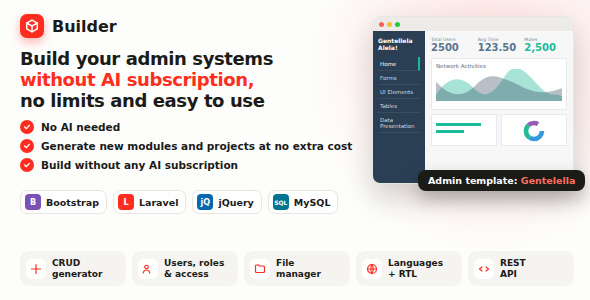 Dashboard Builder - CRUD,Users,Roles,Permission,Files Manager,Invoices