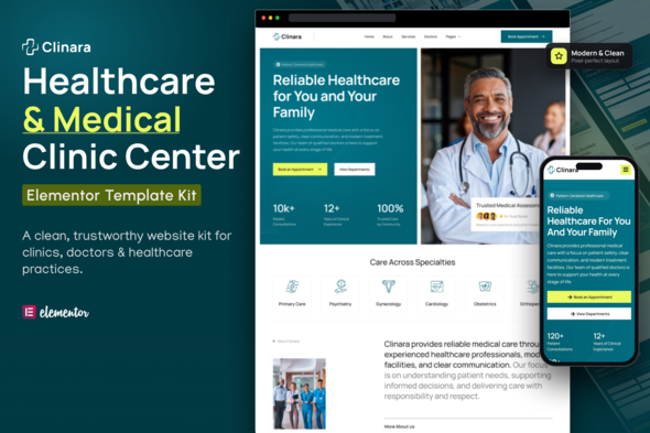 Clinara – Medical Clinic & Healthcare Elementor Template Kit