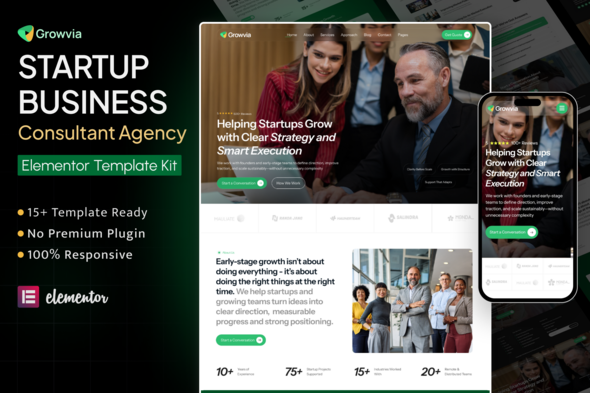 Growvia – Startup & Business Consulting Elementor Template Kit