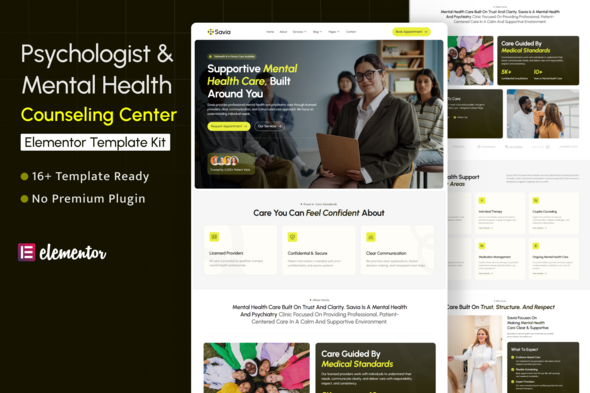 Savia – Mental Health & Psychologist Elementor Template Kit